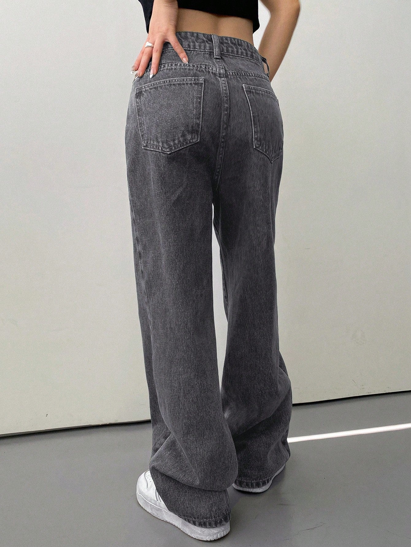 Valenzora | Slanted pocket Straight leg jeans Baggy jeans