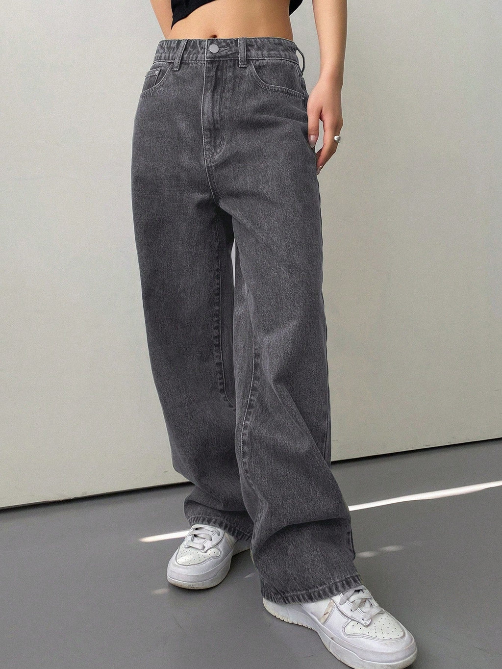 Valenzora | Slanted pocket Straight leg jeans Baggy jeans