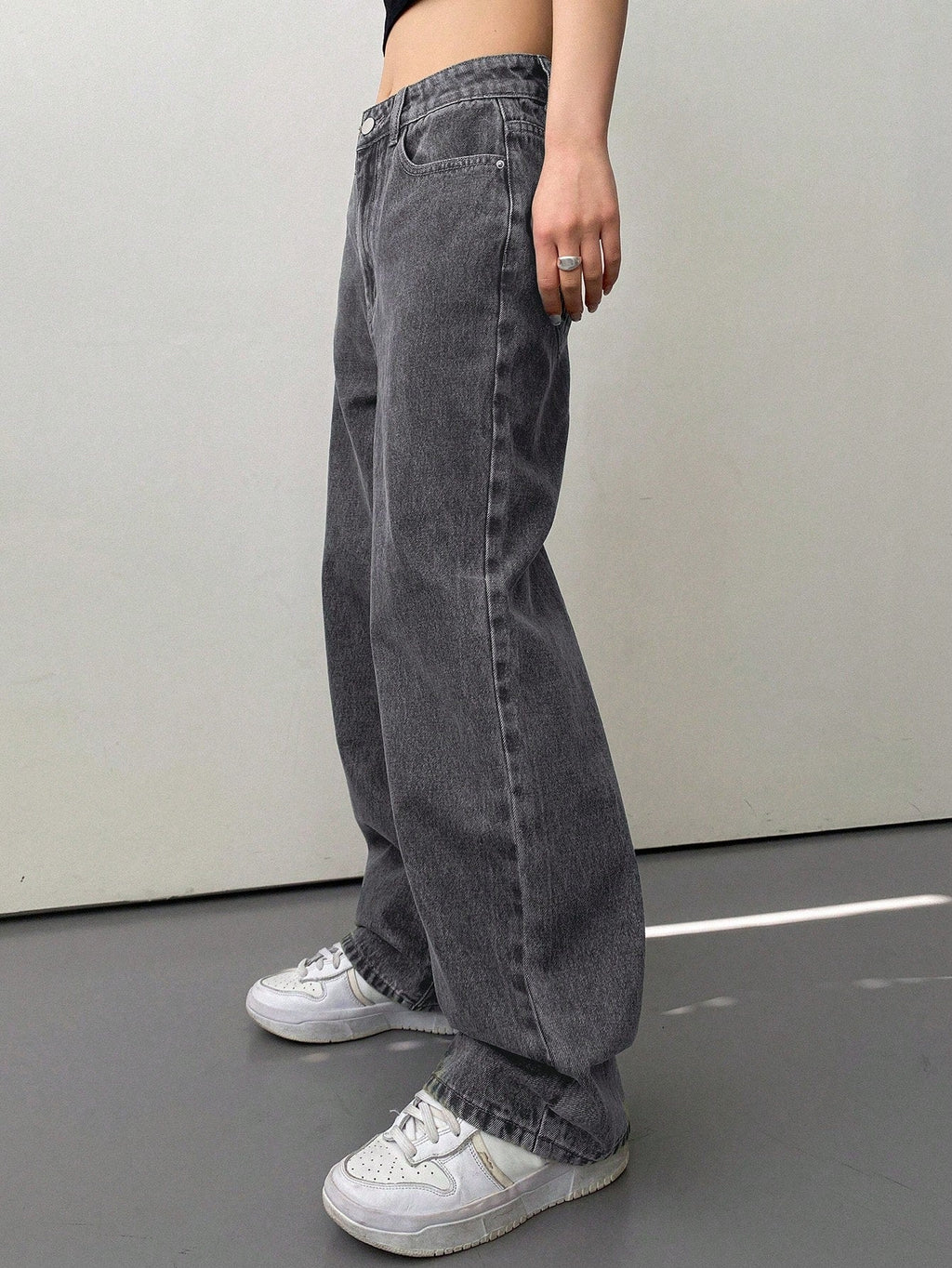 Valenzora | Slanted pocket Straight leg jeans Baggy jeans