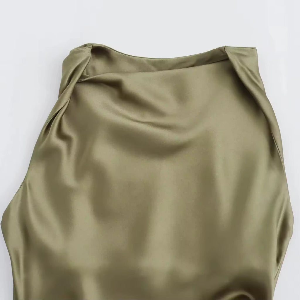 Valenzora | Satin Maxi Dress Elegant Draping