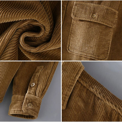Valenzora | Casual long-sleeved corduroy shirt with pockets