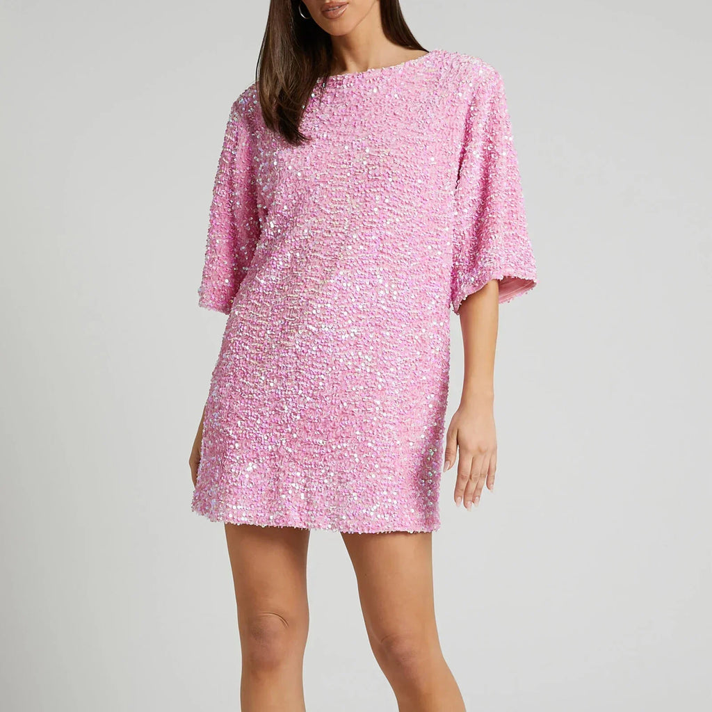 Valenzora | Glittering sequined dress with bell sleeves