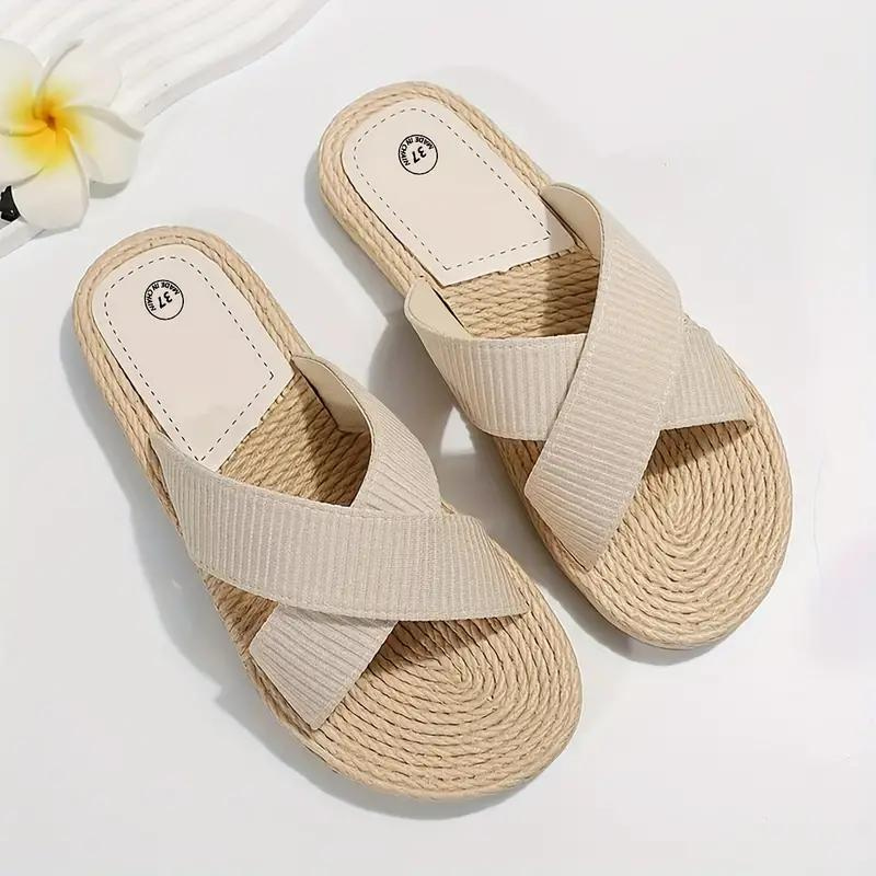 Valenzora | Slip-on cross-band sandals for summer, flat sandals