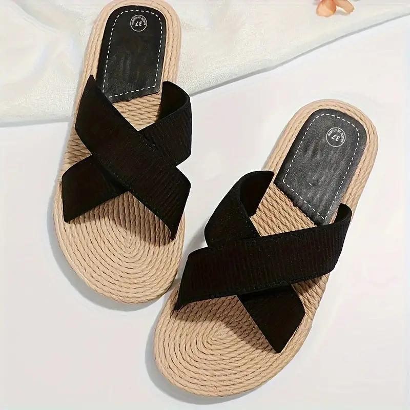 Valenzora | Slip-on cross-band sandals for summer, flat sandals