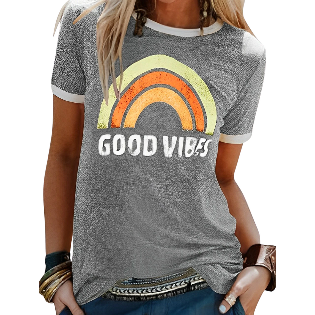 Valenzora | T-Shirt, Rundhals, bedruckt, Kurzarmbluse, Damenbekleidung