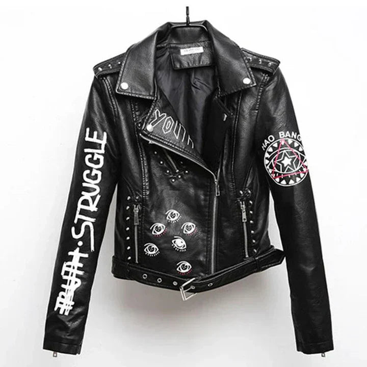 Valenzora | Leather jacket with cool print