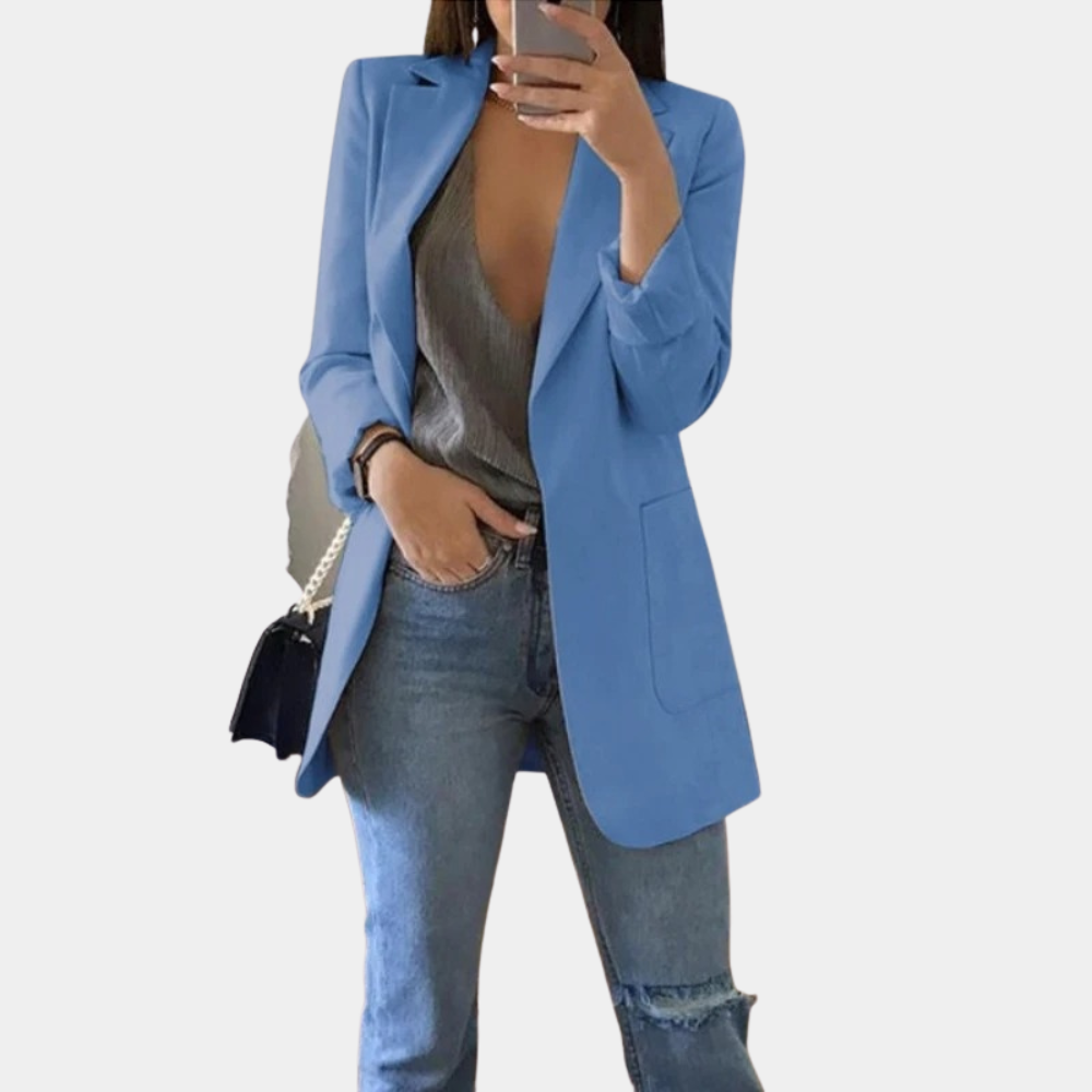 Valenzora | Classic Open Front Long Blazer for Women