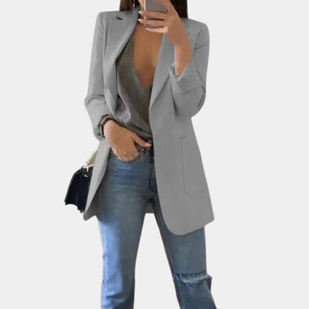 Valenzora | Classic Open Front Long Blazer for Women