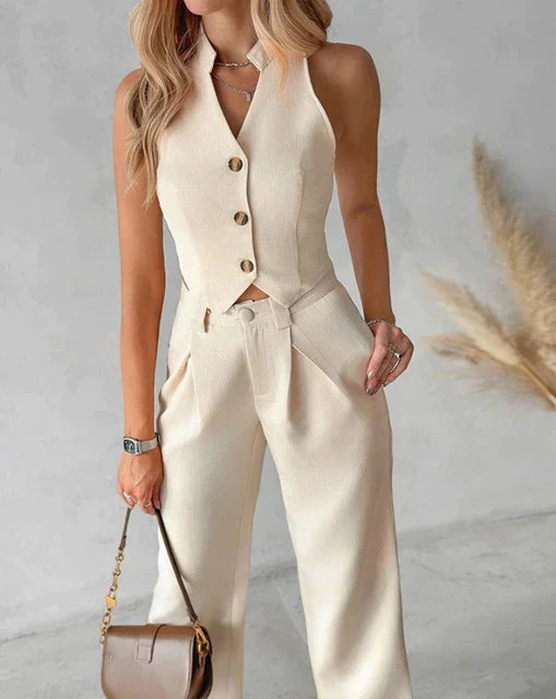 Valenzora | Zweiteiler: Ärmelloses Top & Hose mit geradem Bein für Frühjahr/Sommer