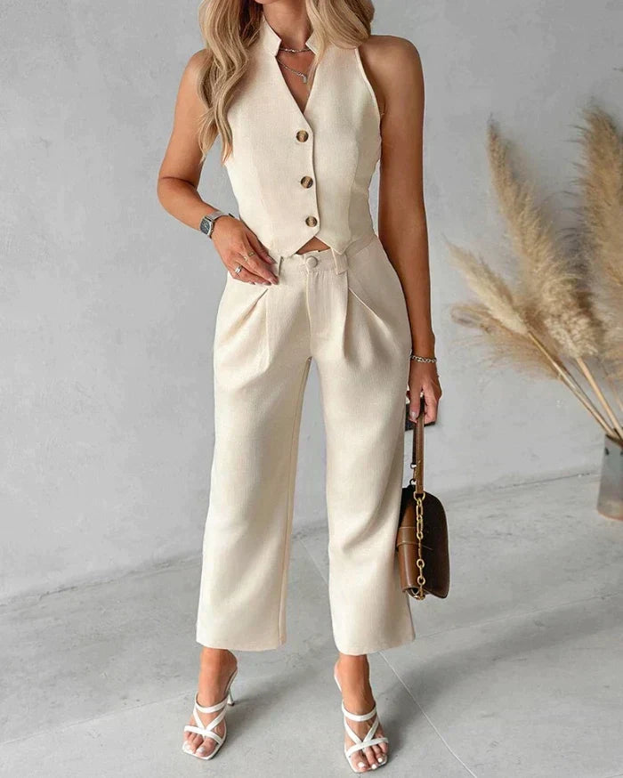Valenzora | Zweiteiler: Ärmelloses Top & Hose mit geradem Bein für Frühjahr/Sommer
