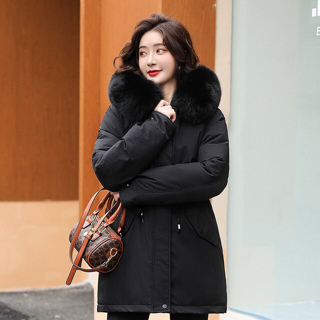 Valenzora and Chic: Parka jacket 'Elena' with fur collar