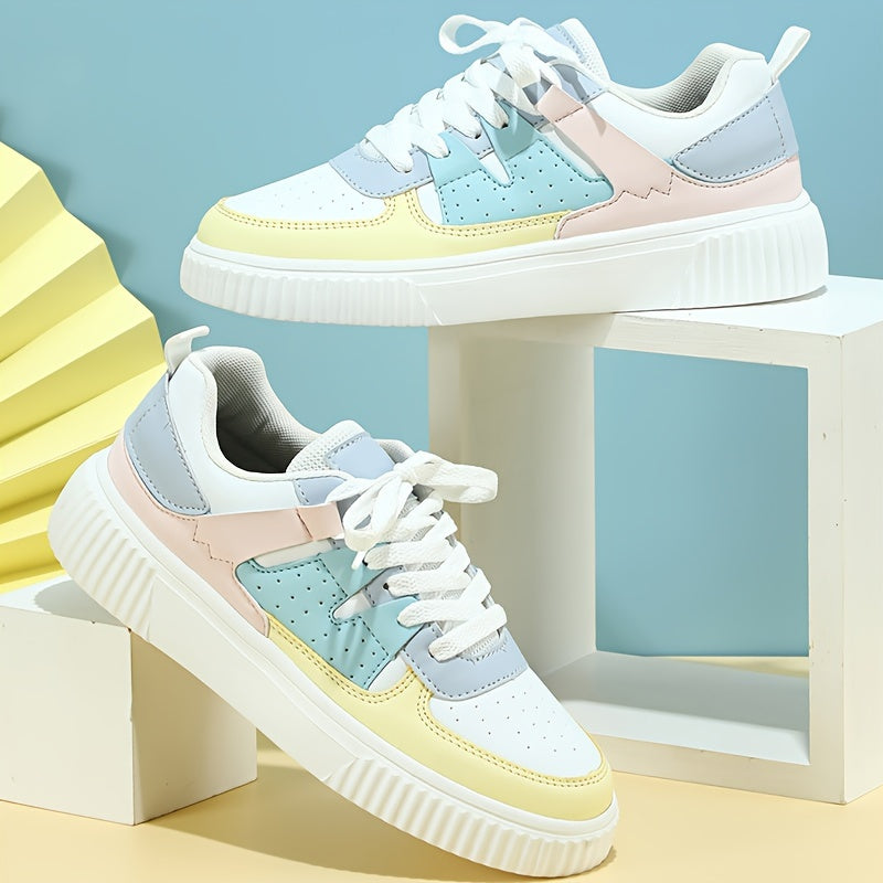 Valenzora | Color Block Lace-up Shoes Skate Shoes Casual Sneakers
