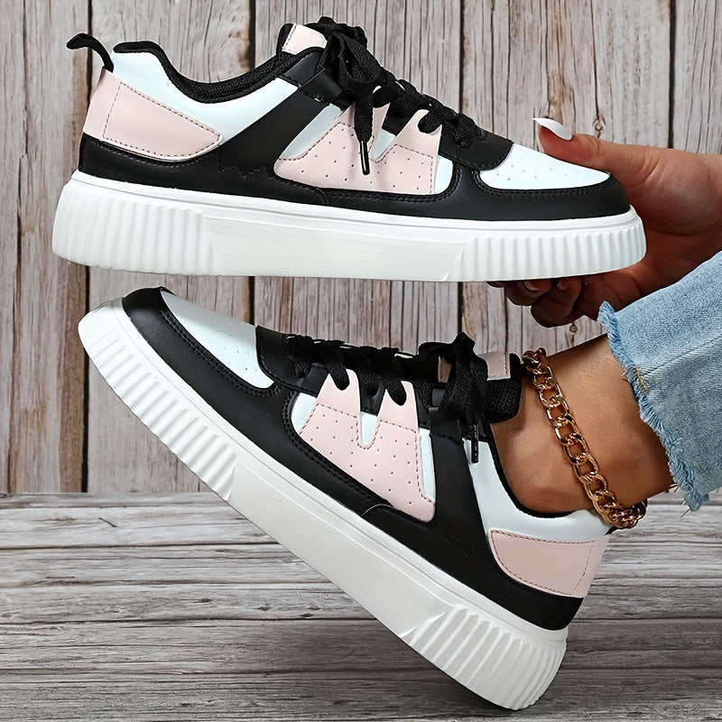 Valenzora | Color Block Lace-up Shoes Skate Shoes Casual Sneakers