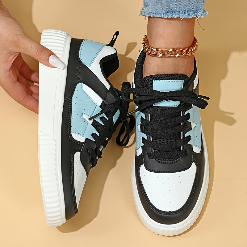Valenzora | Color Block Lace-up Shoes Skate Shoes Casual Sneakers