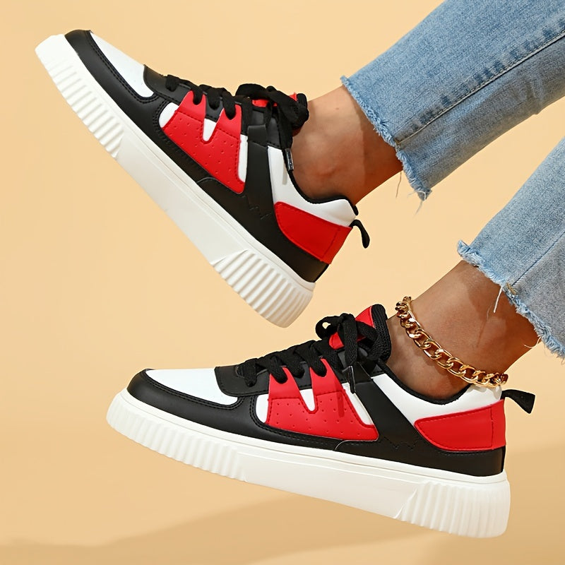 Valenzora | Color Block Lace-up Shoes Skate Shoes Casual Sneakers