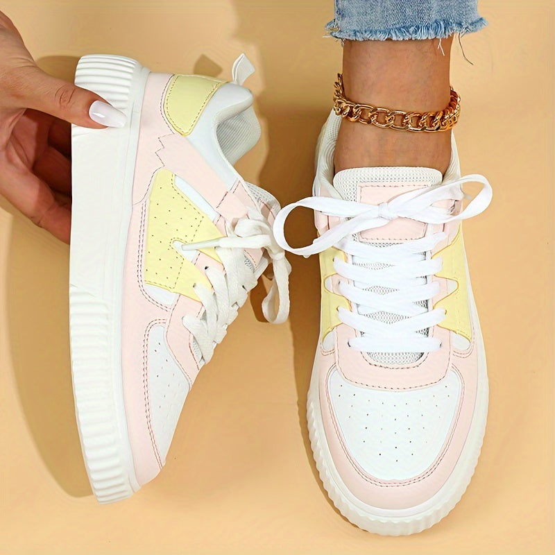Valenzora | Color Block Lace-up Shoes Skate Shoes Casual Sneakers
