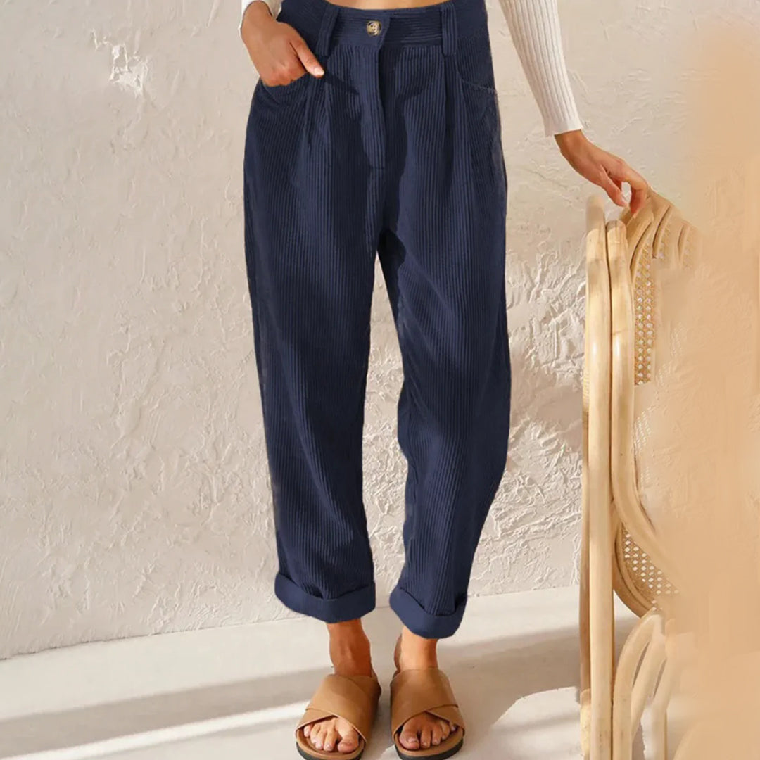 Valenzora | Elegant high-waisted corduroy trousers