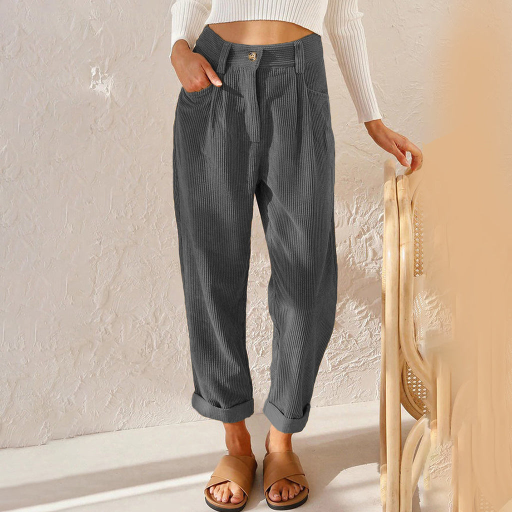 Valenzora | Elegant high-waisted corduroy trousers
