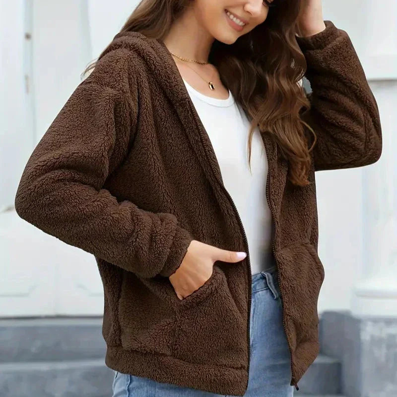 Valenzora | Women's Leisure Winter Hooded Jacket with Zipper