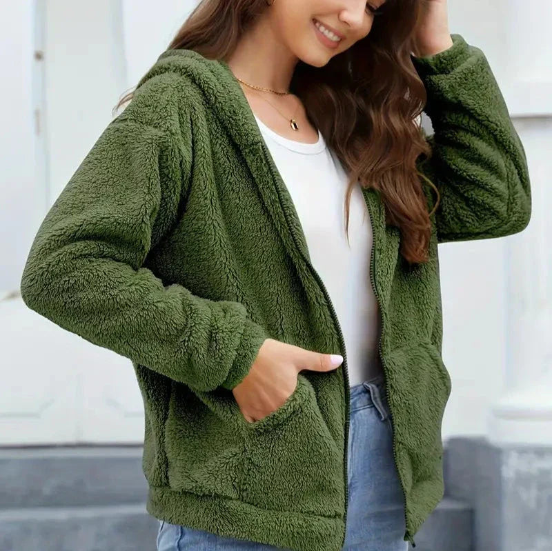 Valenzora | Women's Leisure Winter Hooded Jacket with Zipper