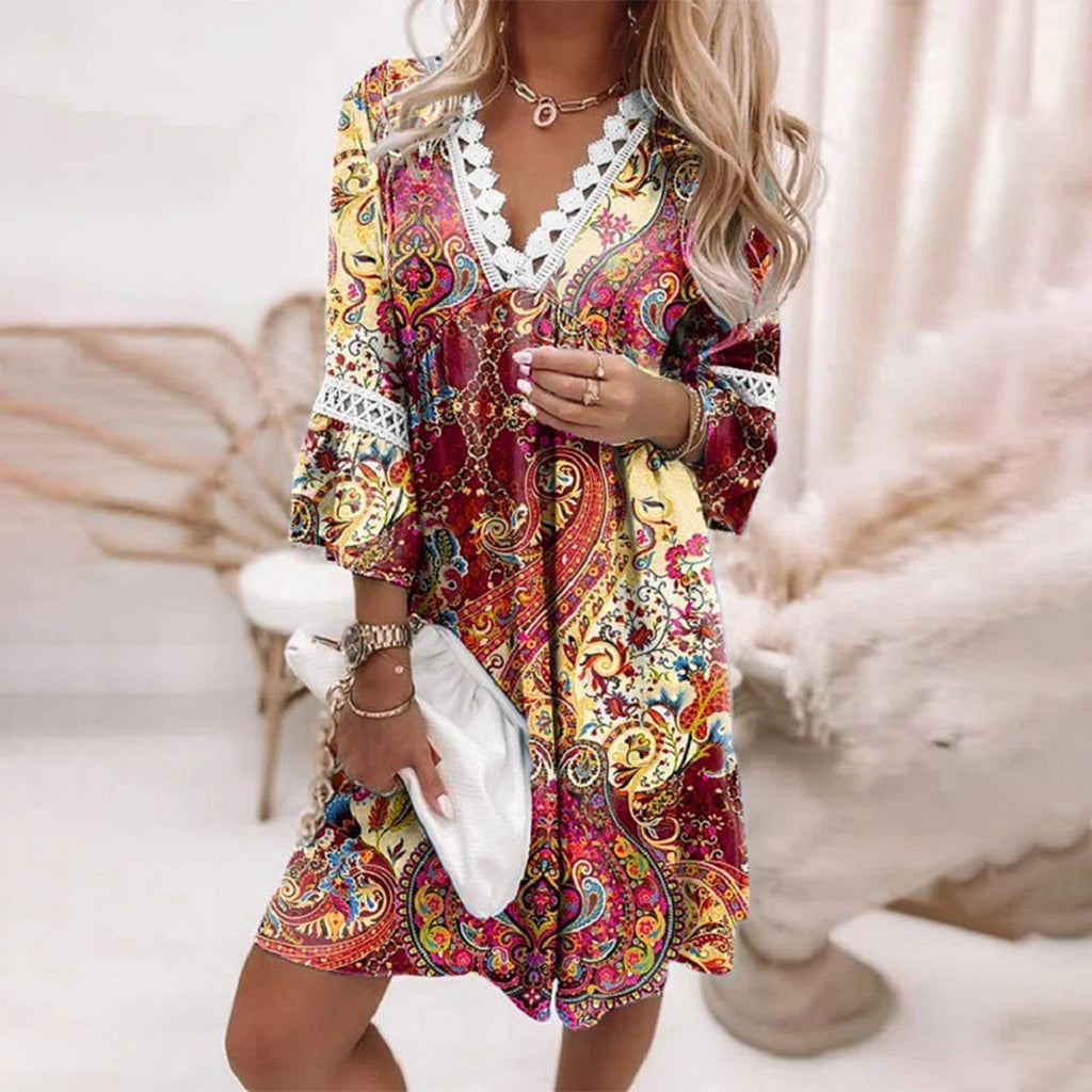 Valenzora - Embroidered V-neck dress