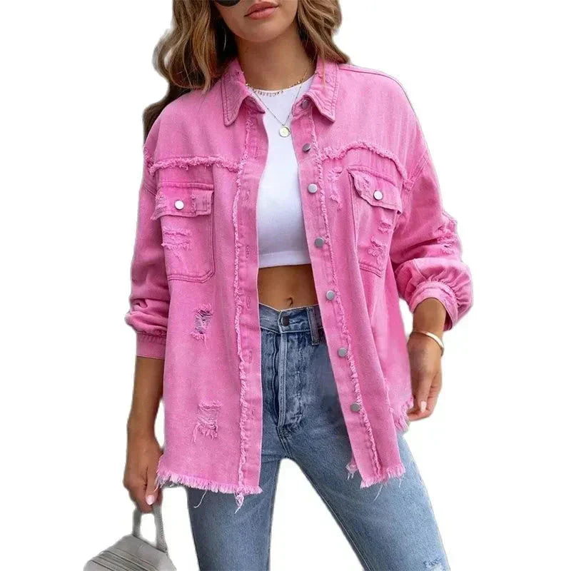 Valenzora | Large Ripped Shirt Jacket for Women
