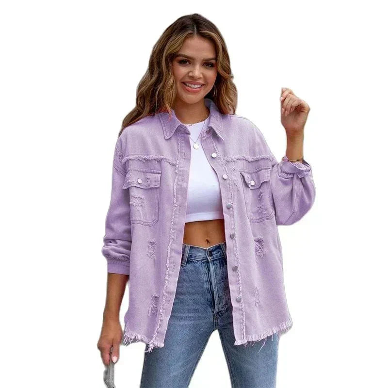 Valenzora | Large Ripped Shirt Jacket for Women