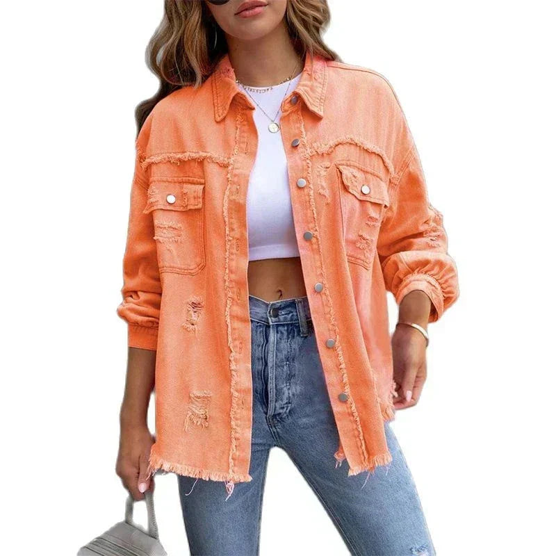 Valenzora | Large Ripped Shirt Jacket for Women