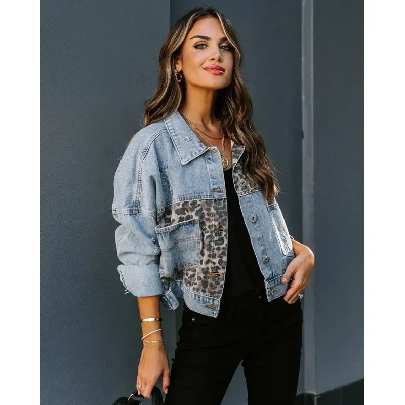 Valenzora | Stylische Leoparden-Jeansjacke