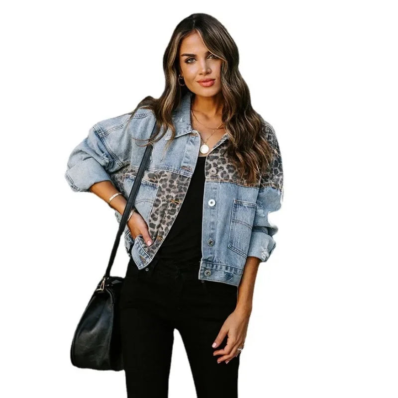 Valenzora | Stylische Leoparden-Jeansjacke