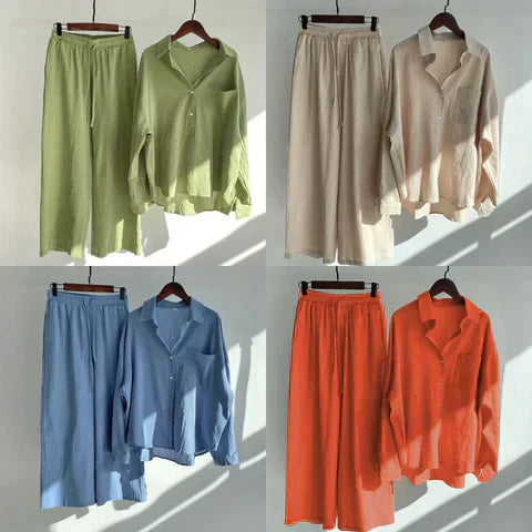 Valenzora | Linen summer set with long trousers and shirt