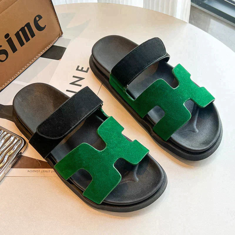 Verta™ - Comfortable Roman-style summer sandals with H-shape and Velcro closure
