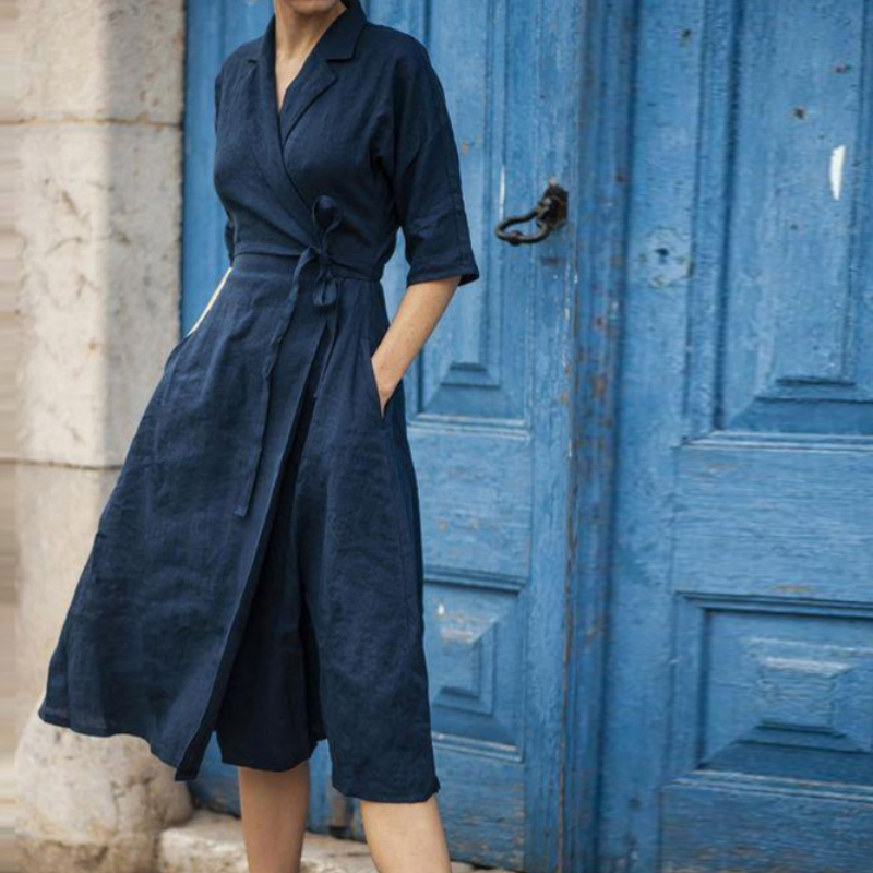 Valenzora | Stylish midi shirt dress with waist belt