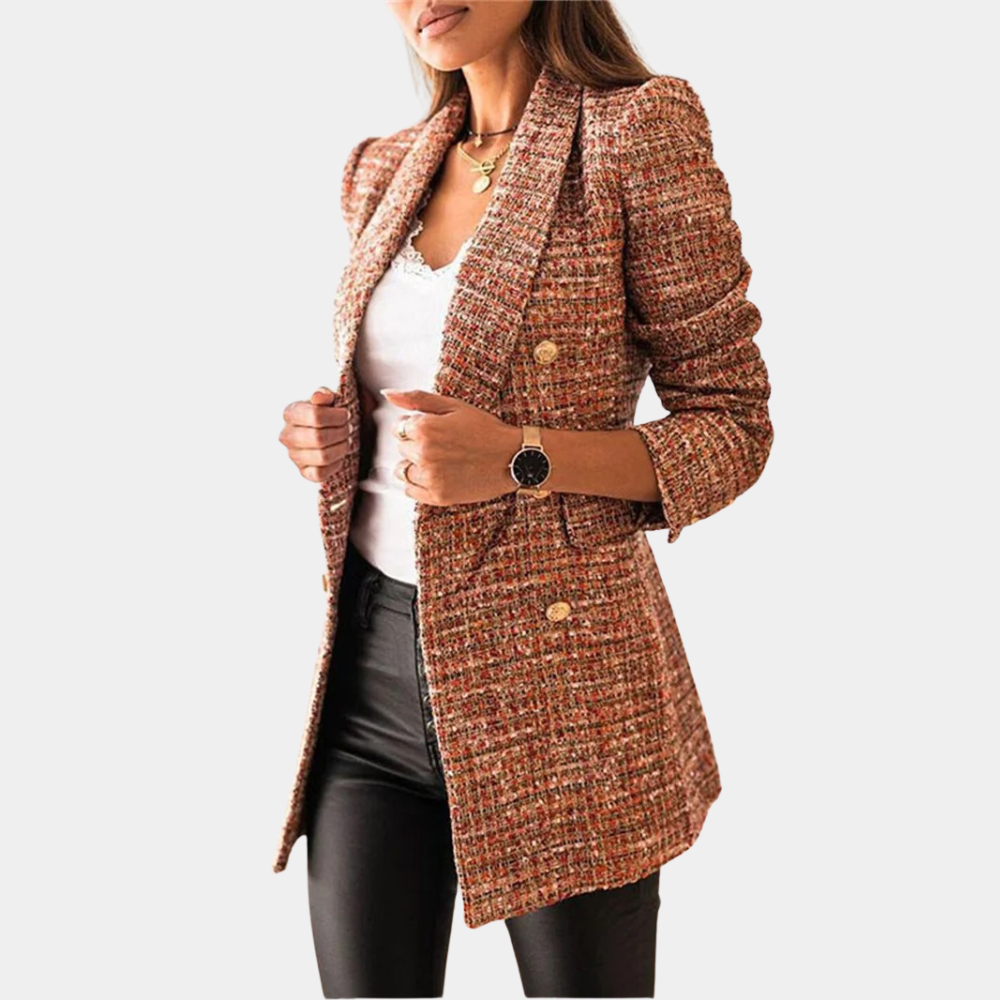 Valenzora | Elegant double-breasted tweed blazer for women