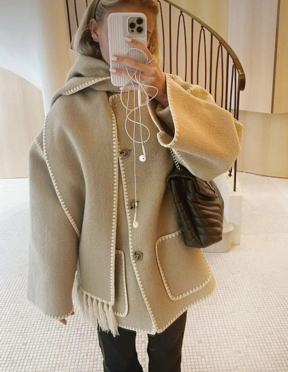 Valenzora | Scarf jacket with a relaxed fit and soft, textured fabric for women
