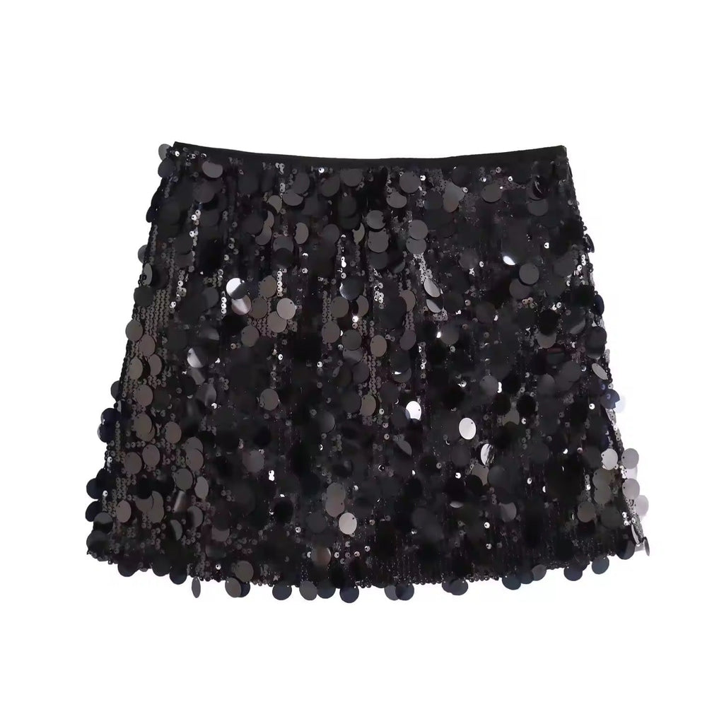 Valenzora | Silver sequin mini skirt