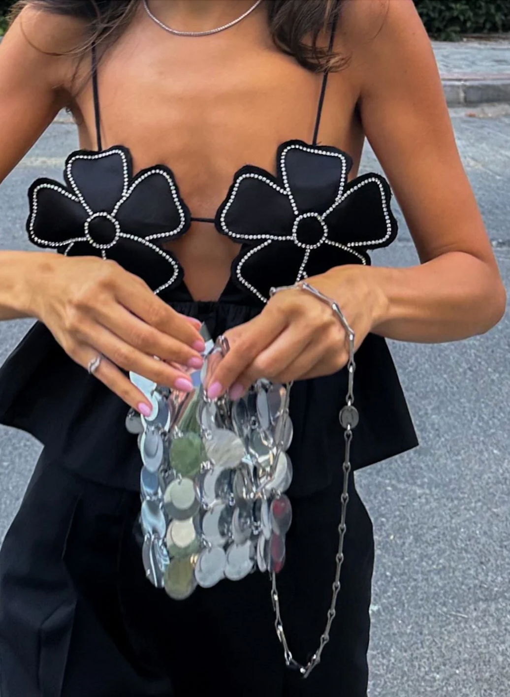 Valenzora | Rhinestone-embellished crop top for women