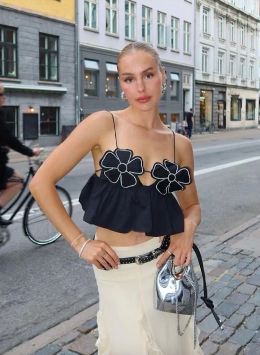 Valenzora | Rhinestone-embellished crop top for women