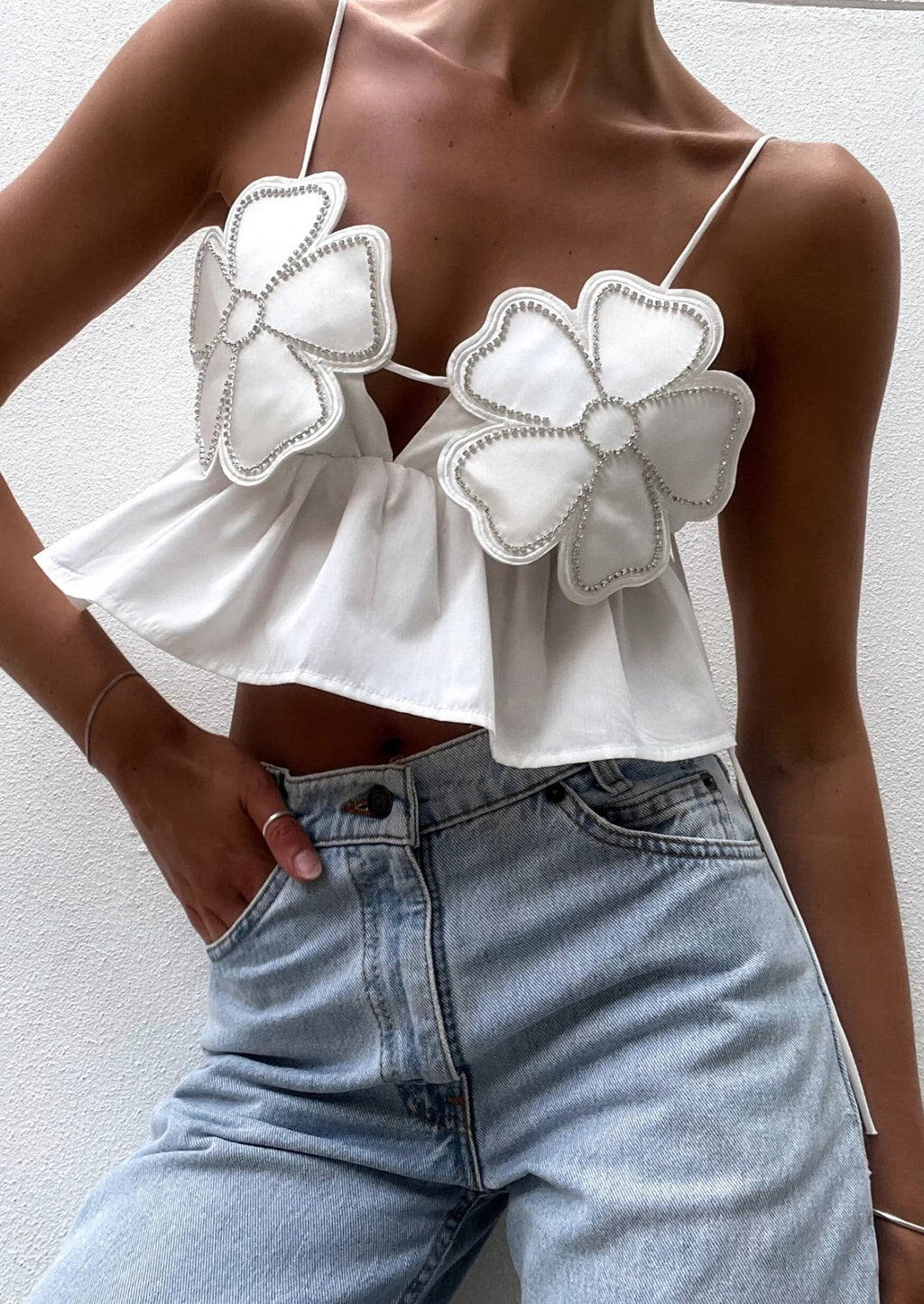 Valenzora | Rhinestone-embellished crop top for women