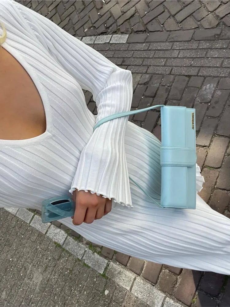 Jean™ – Schickes Midikleid mit geripptem V-Ausschnitt