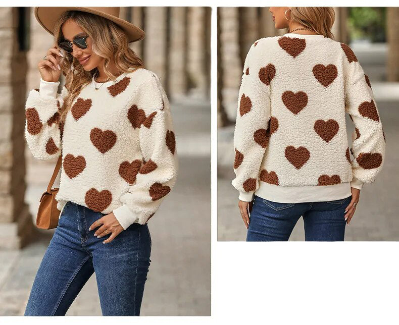 Valenzora | Lässiger Winterpullover mit Herzen für Damen