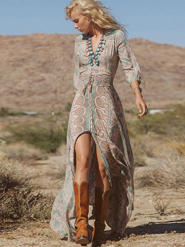 Valenzora | Long chiffon dress with ruffles