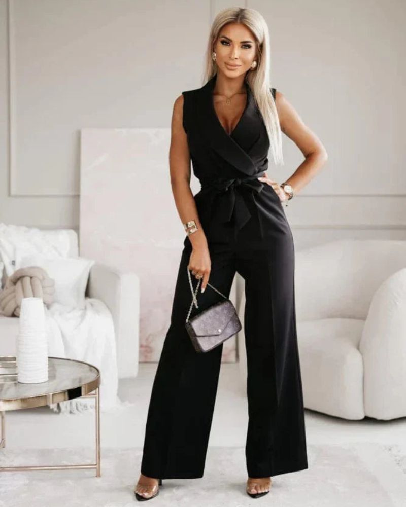 Valenzora | Ärmelloser Overall, V-Ausschnitt, weit geschnittener Jumpsuit, Damenbekleidung