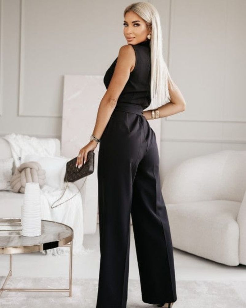 Valenzora | Ärmelloser Overall, V-Ausschnitt, weit geschnittener Jumpsuit, Damenbekleidung