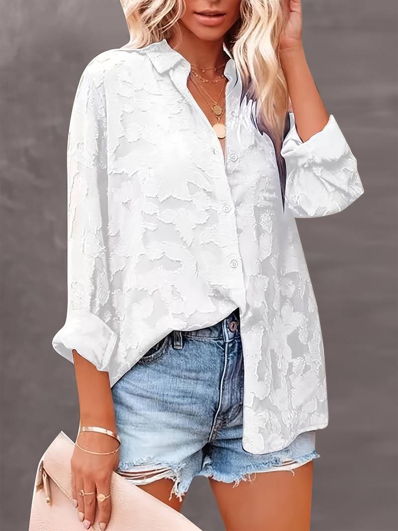 Valenzora | Elegantes Button-up-Hemd in Jacquard-Webart