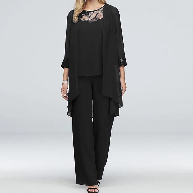 Valenzora | Overall 3-piece set Elegant jacket & lace top Relaxed fit