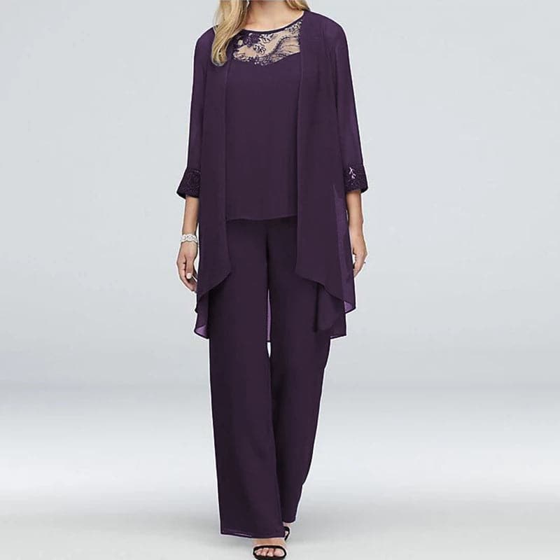 Valenzora | Overall 3-piece set Elegant jacket & lace top Relaxed fit