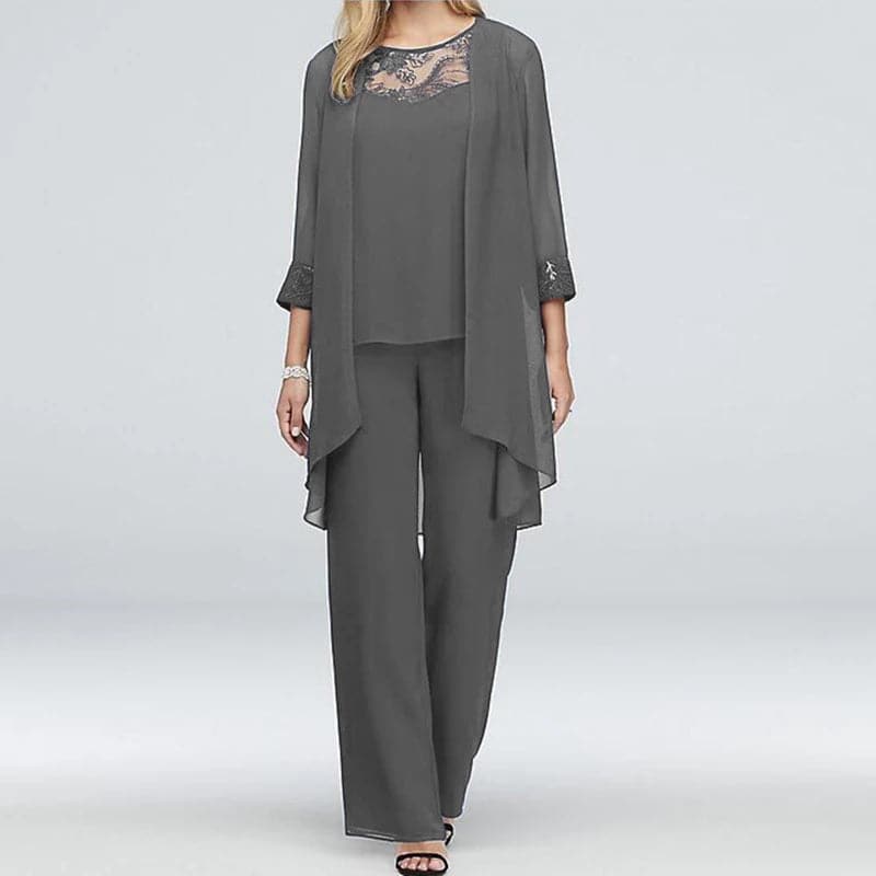 Valenzora | Overall 3-piece set Elegant jacket & lace top Relaxed fit
