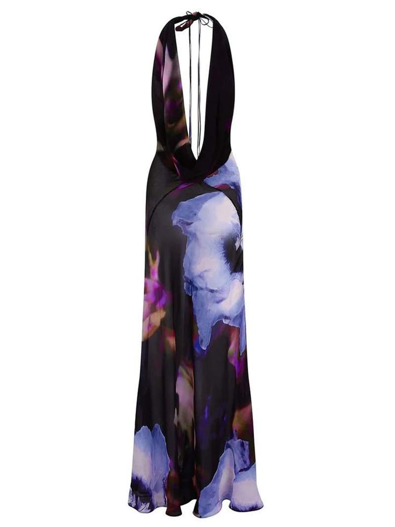 Valenzora | Halterneck Dress with Back Cutout and Tie for Women