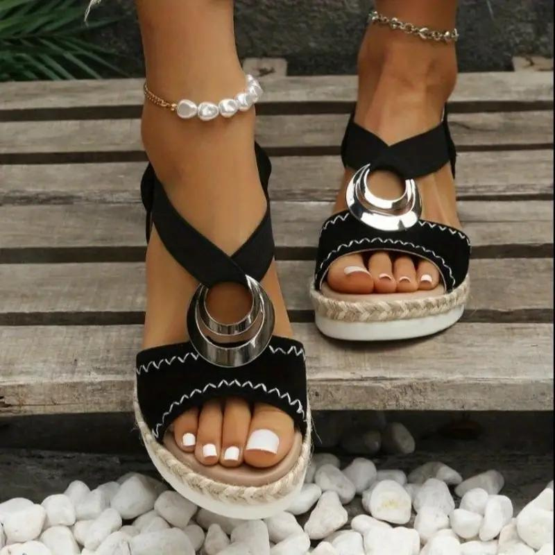 Valenzora | Espadrille-Sandalen, Plateau, Elastikband, Keilabsatz, Sommerschuhe
